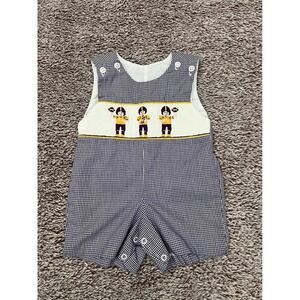 Krewe LSU Colors Baby Boy Purple Gold White Gingham Smocked Football Jon Jon 3M